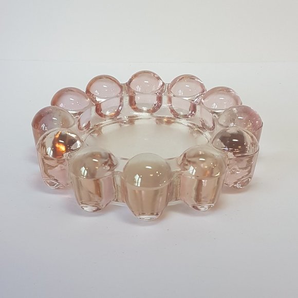 Set of 4 Vintage Boopie Glass Nova Candlewick Bubble Glass Ashtray Candle Holder - Picture 5 of 16